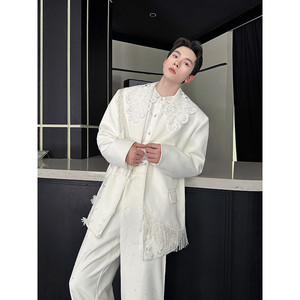 新款重工流苏珠串西服外套立体花朵秀场西装潮A452--6547--P195图片