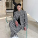 套装 个性 百搭套装 潮流印花翻领休闲长袖 6229 韩版 A452 P150