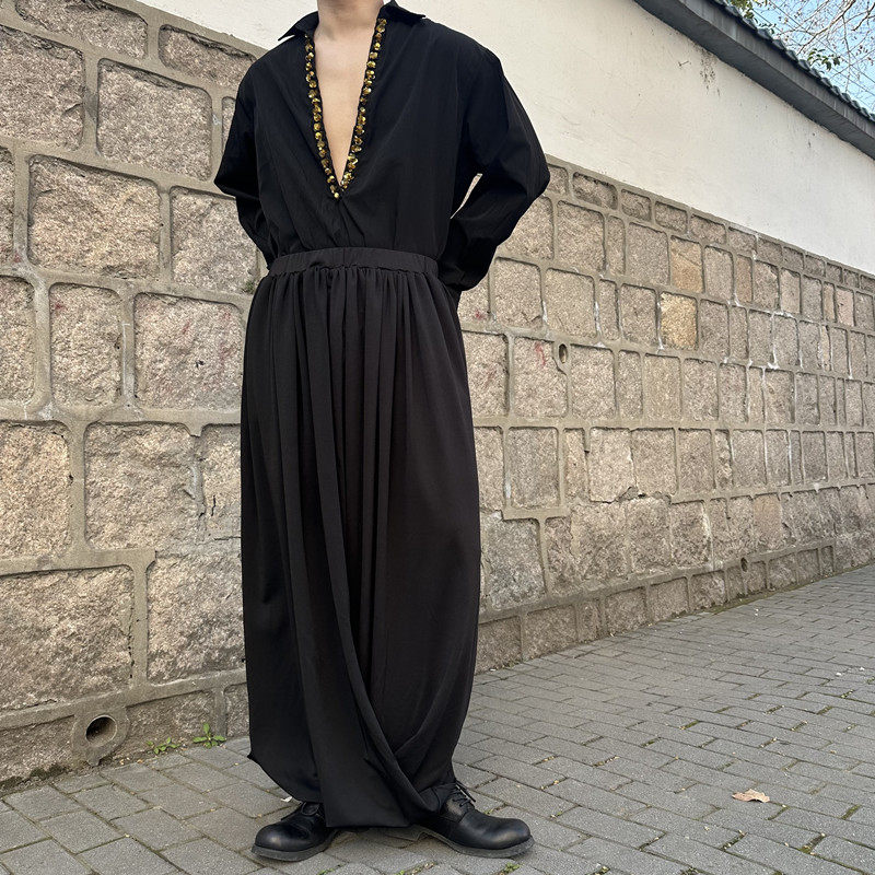 新款慵懒风两穿式休闲裙裤小众扭结设计长裤A452--6526--P115,男装休闲裤,电商A452