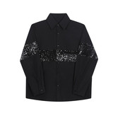 新款洋气亮片装饰长袖衬衫时尚夜店风造型师上衣A452--6289--P85，男装衬衫，电商A452