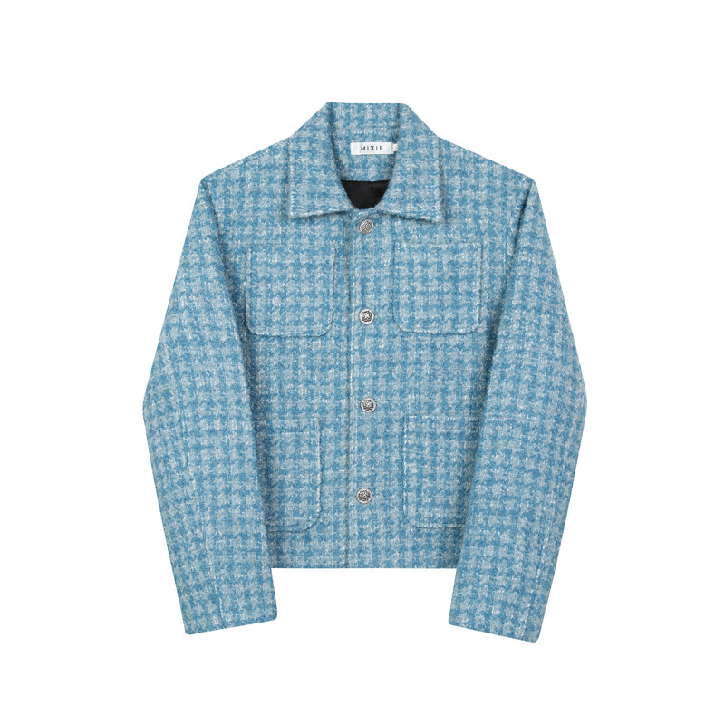 秋冬翻领小香风毛呢短款外套时髦复古风中古夹克A452--H116--P135,男装夹克,电商A452