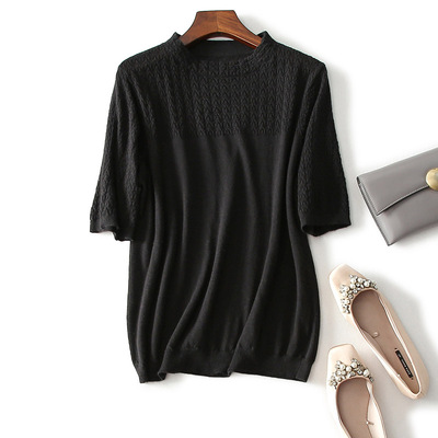 春夏女装真丝针织上衣简洁纯色