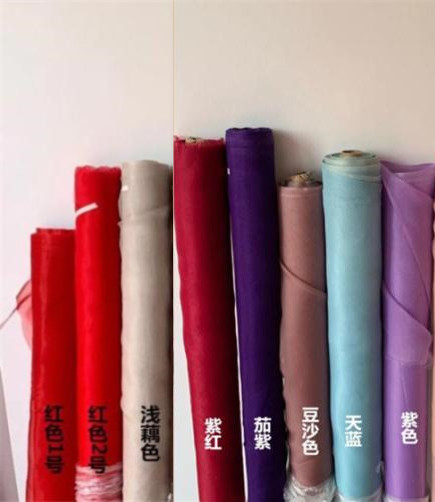 粉色白色黑色紫色100%真丝欧根纱布料 时装裙子手工面料1