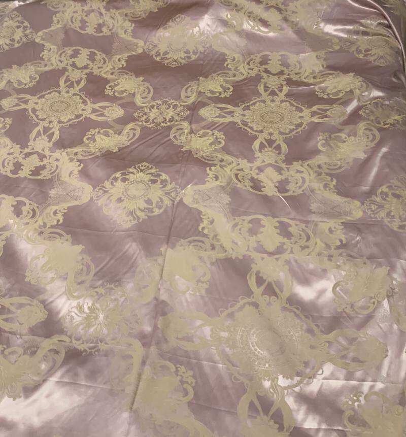 桑蚕丝真丝棉  粉色真丝稠提花欧式家纺床上用品面料服装手工面料