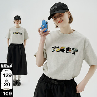 上衣休閑情侶裝 714street潮牌刺繡短袖 T恤男女2024新款 夏裝 體恤