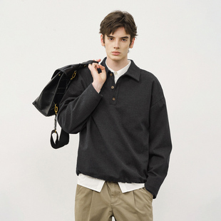 情侣POLO衫 复古毛呢翻领落肩袖 针织毛衣男25秋季 714stree宽松长袖