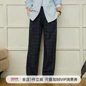 日系复古宽松休闲裤 新款 男 25春季 714street全棉轻薄格子直筒长裤
