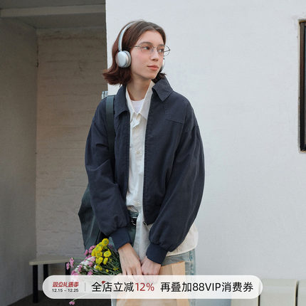 714street美式复古MA1飞行夹克女款2026春季水洗收腰廓形短款外套