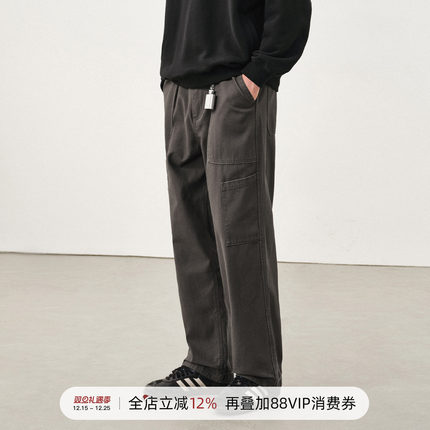 714street水洗做旧工装裤男2025秋季垂坠感直筒裤子美式休闲长裤