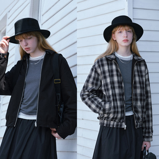 714street秋冬两面穿格子哈灵顿夹克男2025新款 老钱风厚外套 工装