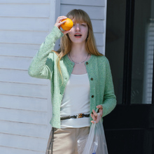 714street亲肤羊毛混纺毛衣圆领开衫2025秋冬款外套针织衫女上衣