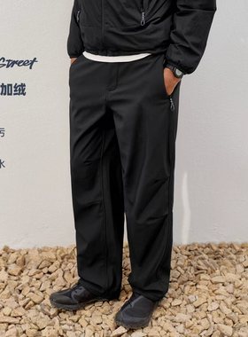714street秋冬户外三防直筒防泼水登山长裤2025宽松抗皱休闲裤男