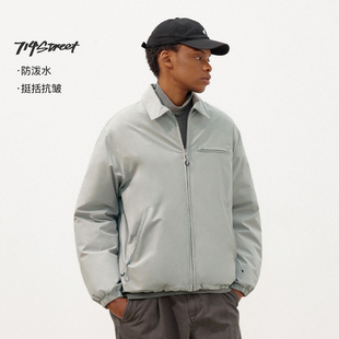 714street潮牌防水翻领棉服2025冬季 宽松抗皱底特律夹克外套男装