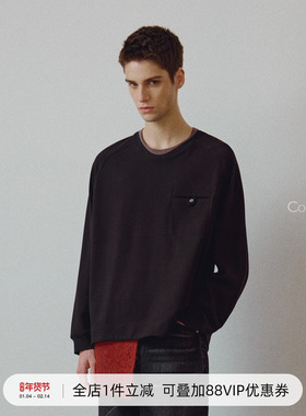 714street高端线 BEHALF 混纺锦棉波纹领贝壳扣 弧形下摆口袋长袖