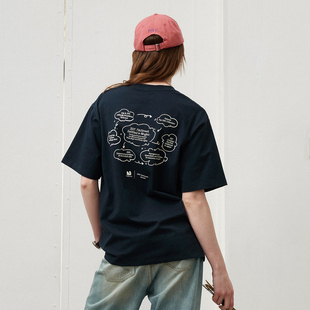 情侣装 714street国潮夏季 T恤男宽松半袖 纯棉250g字母印花短袖 新款