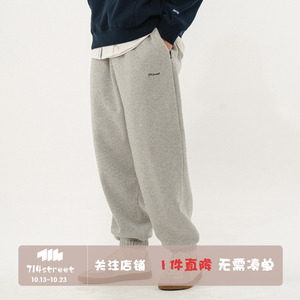 714street束脚卫裤男秋季灰色运动裤潮牌ins复古宽松直筒休闲长裤