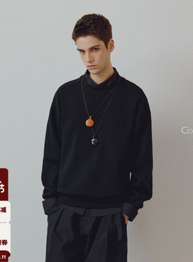 714street高端线BEHALF 交叉领 立体蜂窝肌理混纺棉 茧型短宽卫衣