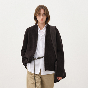 714street秋冬拉夫风立领竖纹毛衣开衫 2025老钱风穿搭针织外套男