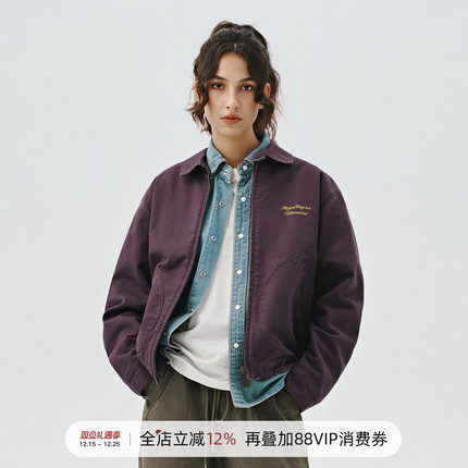 714street美式复古工装外套男女2024秋冬新款破坏水洗底特律夹克