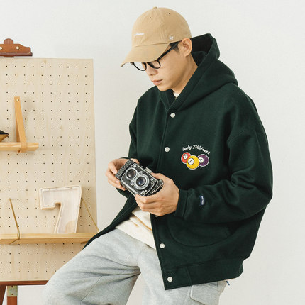 714street重磅卫衣男2022新款冬季加绒加厚情侣潮牌连帽开衫上衣