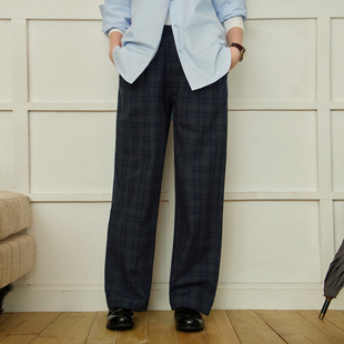 日系复古宽松休闲裤 新款 男 25春季 714street全棉轻薄格子直筒长裤
