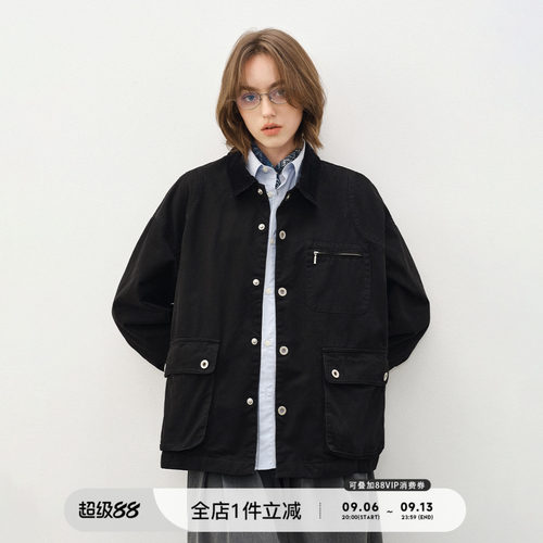 714street棉质猎装翻领夹克外套