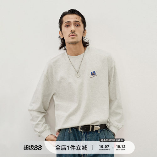 714street滑雪插画印花长袖T恤
