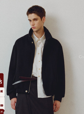 714street高端线 BEHALF 100%羊毛 编织肌理螺纹四袋拉链抽皱夹克