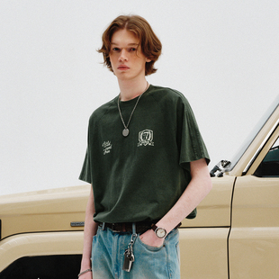 情侣装 新款 T恤男2025夏季 714street重磅270g全棉水洗做旧插肩短袖