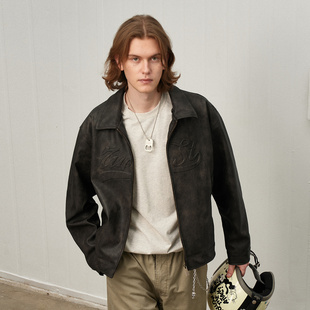 宽松薄款 714street美式 新款 皮衣男2025春季 夹克外套 复古水洗短款