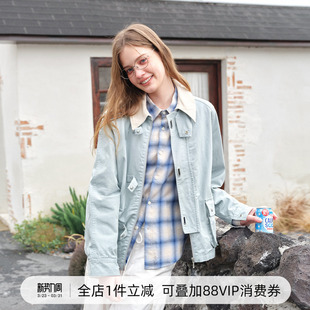 外套 夹克男2026春宽松灯芯绒翻领工装 714street美式 复古拼接猎装