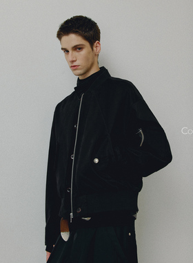 714street高端线BEHALF 水洗皮料拼接 双门襟解构 机车bomber夹克