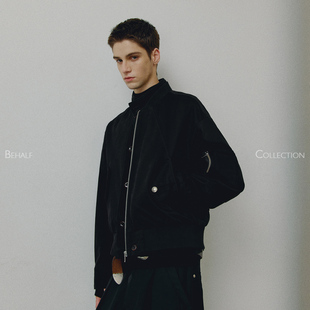 机车bomber夹克 双门襟解构 714street高端线BEHALF 水洗皮料拼接