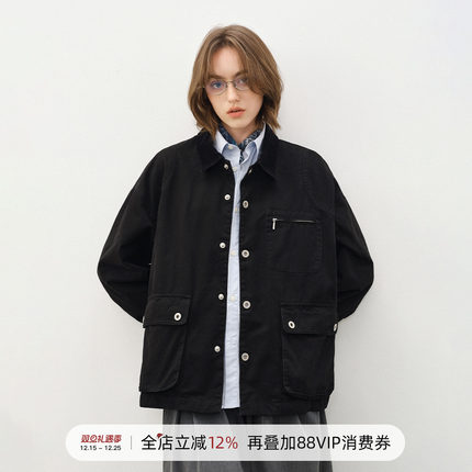 714street水洗做旧猎装夹克25秋冬季灯芯绒翻领巴恩风工装外套男