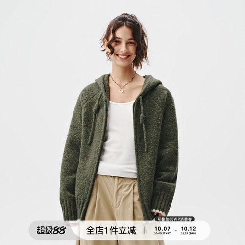 连帽斑点毛衣开衫714street