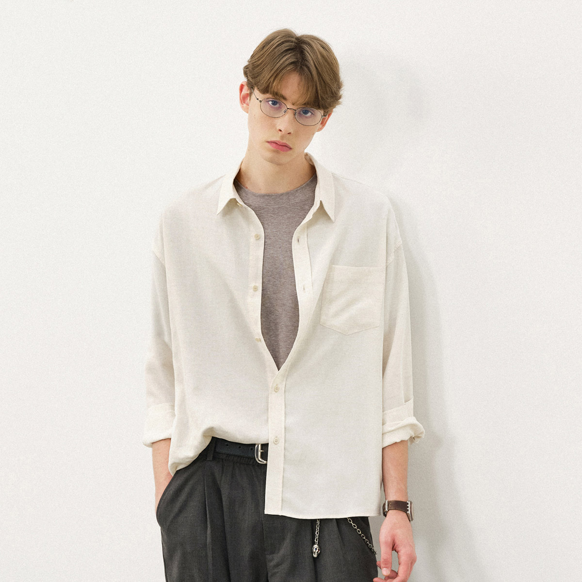 714street莱赛尔亚麻混纺衬衫