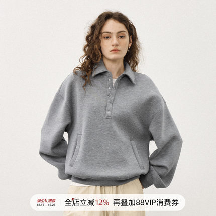 714stree秋季美式复古空气层POLO领卫衣男2025短款宽松情侣上衣