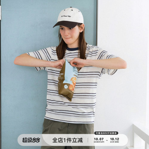 714street轻薄条纹短袖T恤
