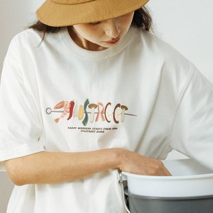 复古体恤 ins潮牌街头风印花上衣宽松美式 714street短袖 t恤男夏季