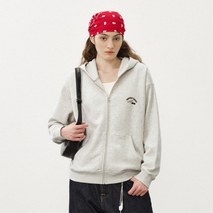 714street复古印花连帽卫衣开衫 宽松外套 男2025秋冬潮牌情侣帽衫