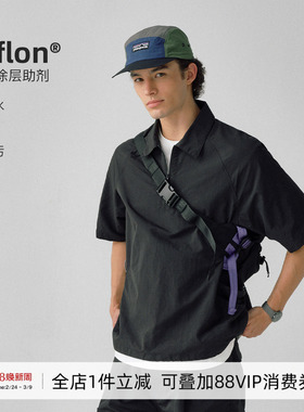 714street日系工装短袖衬衫男25夏季新款美式翻领T恤设计感polo衫