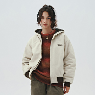 夹克 男女宽松工装 714street撞色棉服美式 复古连帽棉外套秋冬新款