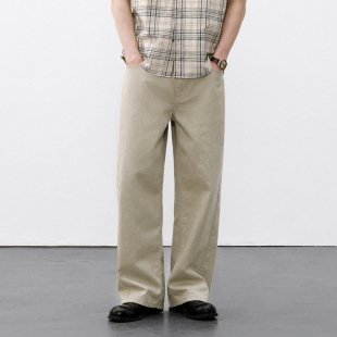 直筒休闲长裤 男2026春季 潮 复古水洗做旧纯棉牛仔裤 714street美式