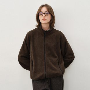 714street秋冬新款 女老钱风miu系穿搭夹克外套男 毛绒呢料针织开衫