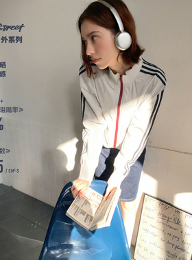 714street条纹撞色立领凉感防晒夹克女2026春季美式复古运动外套