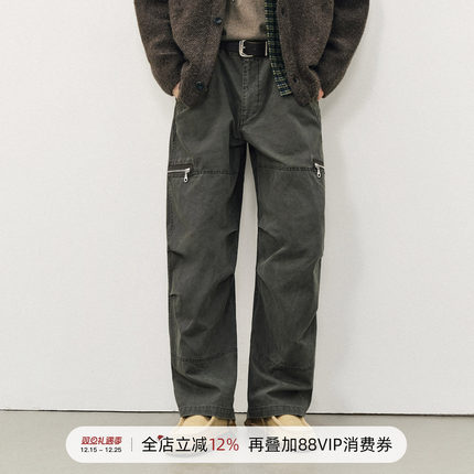 714street水洗做旧纯棉帆布伞兵裤男2025秋季美式宽松长裤工装裤