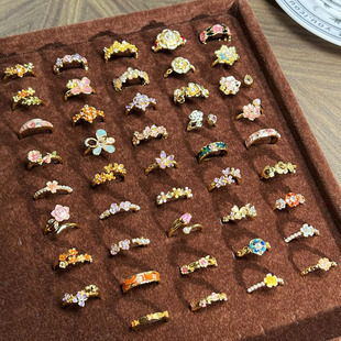 热卖跨境ins风潮流百花争艳系列复古花朵轻奢高级感戒指个性配饰