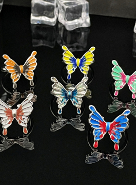 国潮风液态蝴蝶开口戒指女渐变彩色不规则时尚个性甜酷潮指环配饰