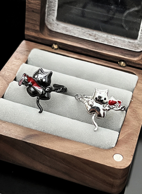 可爱学生小众设计小酒鬼创意戒指女万圣节独特个性轻奢闺蜜指环潮