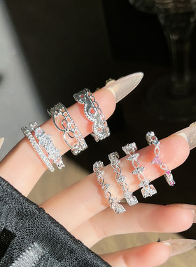 叠戴蕾丝法式温柔风精致简约戒指女时尚镂空气质冷淡风百搭食指戒